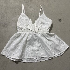 SHEIN White Eyelet Lace Camisole Top